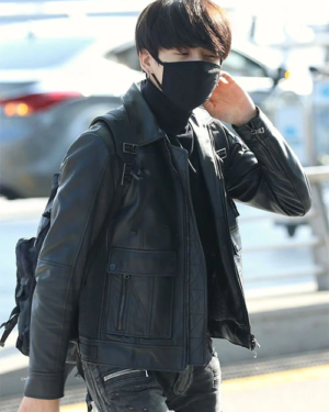 Incheon Airport Jungkook Leather Jacket