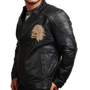 Indian Skull Biker Leather Jacket