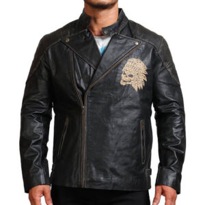 Indian Skull Biker Leather Jacket