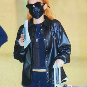 Blackpink Jennie Kim Black Leather Jacket