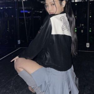 Blackpink Born Pink Jennie Black Leather Jacket