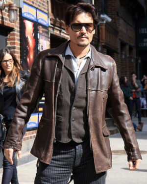 Johnny Depp Brown Leather Jacket Coat