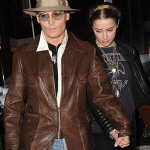 Johnny Depp Brown Leather Jacket Coat