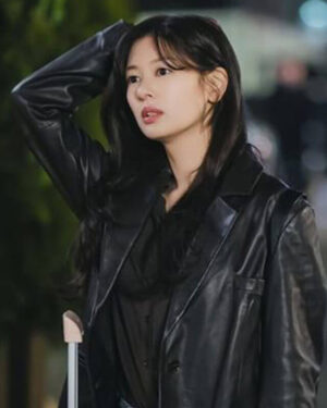 Jung So-min Love Next Door Black Leather Coat