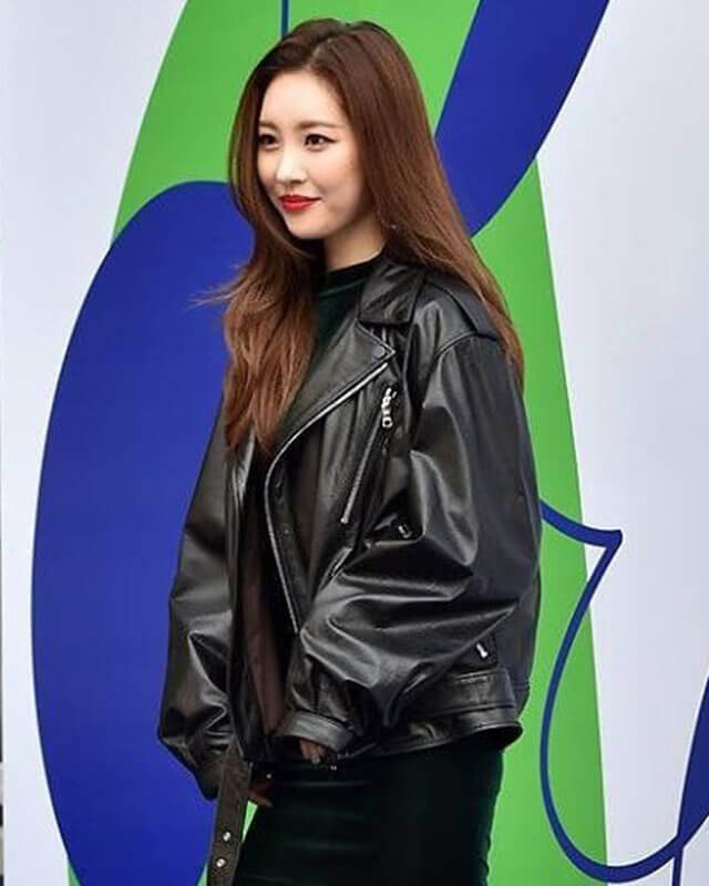 K-pop Sunmi Black Leather Jacket