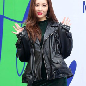 K-pop Sunmi Black Leather Jacket