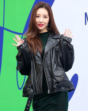 K-pop Sunmi Black Leather Jacket