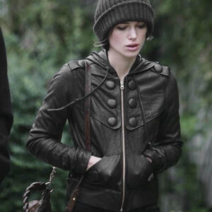 Keira Knightley Hooded Leather Jacket