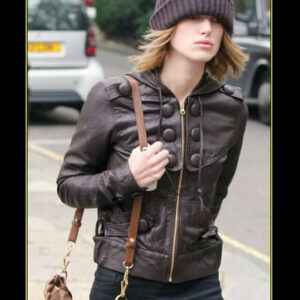 Keira Knightley Hooded Leather Jacket