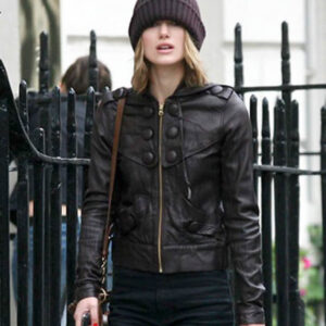 Keira Knightley Hooded Leather Jacket