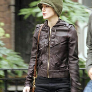 Keira Knightley Hooded Leather Jacket