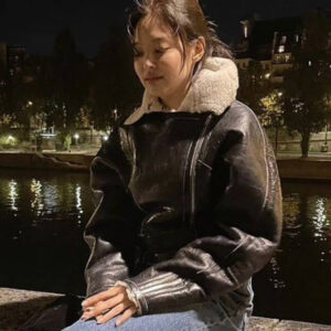 Blackpink Jennie Cropped Shearling Leather Jacket