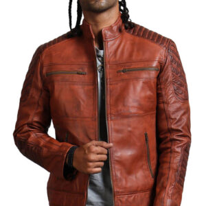 Brown Biker Scarecrow Leather Jacket