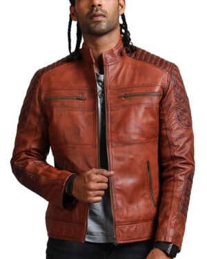 Brown Biker Style Men's Leather Jacket