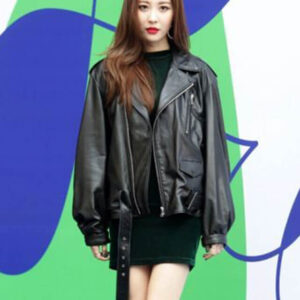 K-pop Sunmi Black Leather Jacket