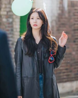Jung So-min Love Next Door Black Leather Coat