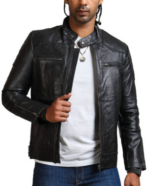 Men's Biker Black Leather Jacket