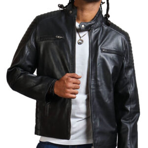 Black Gothic Biker Leather Jacket