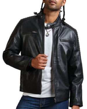 Black Gothic Biker Leather Jacket