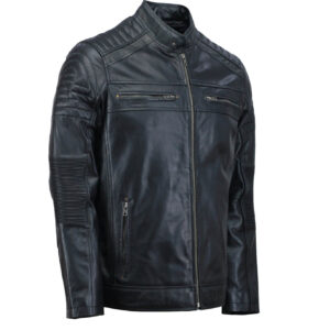 Black Café Racer Leather Jacket