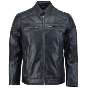 Black Café Racer Leather Jacket