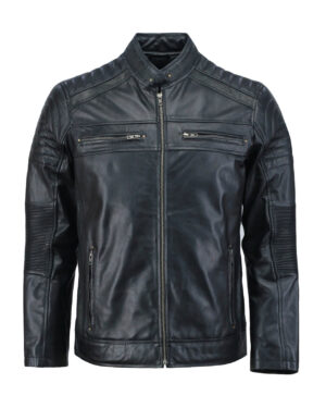 Black Café Racer Leather Jacket