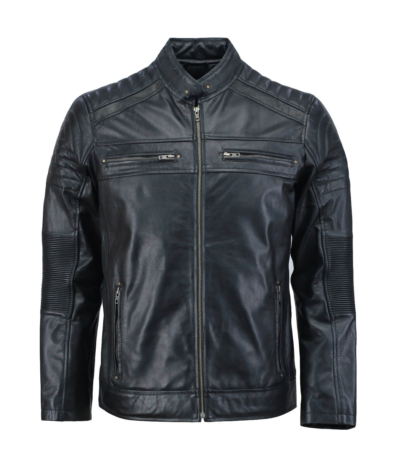 Black Café Racer Leather Jacket