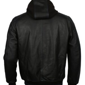 Black and Blue Bomber Jacket with Hood