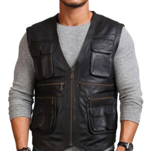 Men's Biker Black Leather Vest