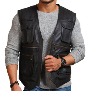 Men's Biker Black Leather Vest
