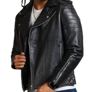 Black Motorcycle Leather Jacket for Men