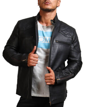 Men's Biker Black Leather Jacket