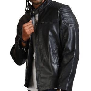 Black Gothic Biker Leather Jacket