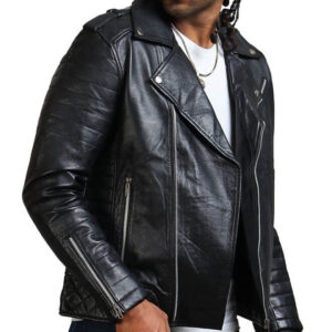 Black Motorcycle Leather Jacket for Men