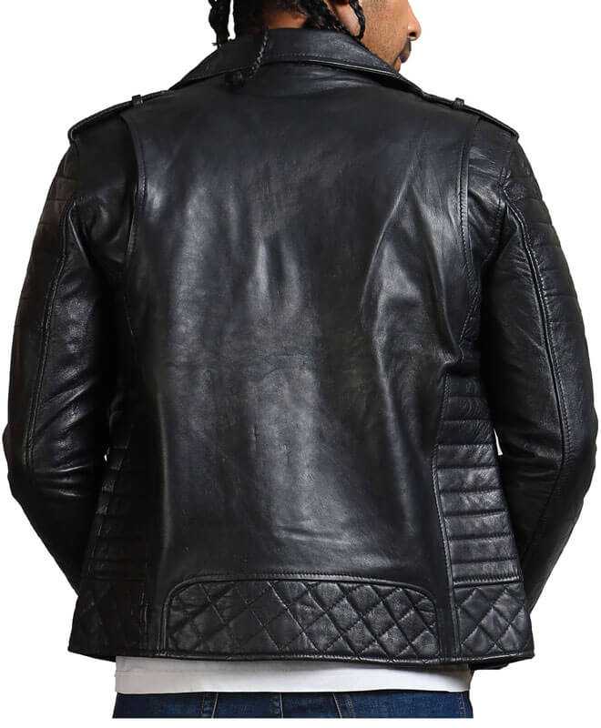 Black Motorcycle Leather Jacket for Men