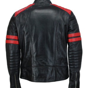Men’s Black and Red Biker Leather Jacket