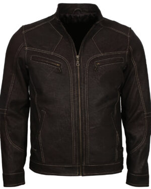 Black Nubuck Biker Leather Jacket