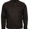 Black Nubuck Biker Leather Jacket