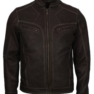 Black Nubuck Biker Leather Jacket