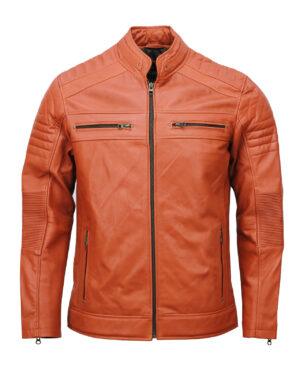 Men’s Café Racer Brown Biker Leather Jacket