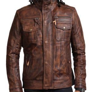 Brown Vintage Leather Motorcycle Jacket