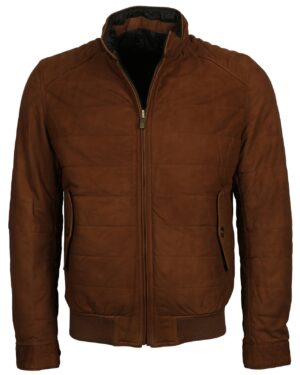 Men’s Brown Suede Bomber Jacket