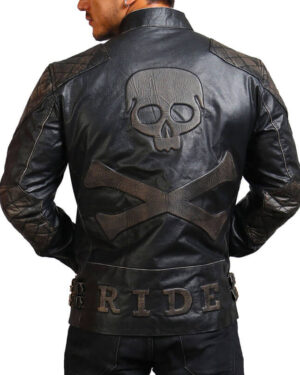 Skull and Bones Black Motorcycle Jacket