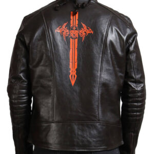 Dark Brown Sword Biker Jacket