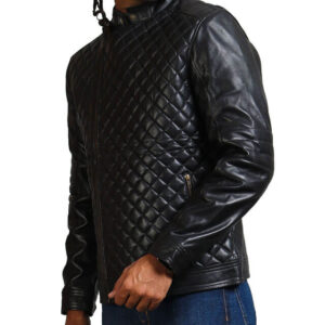 Diamond Quilted Winter Biker Jacket