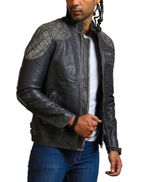 Men's Distressed Retro Leather Jacket