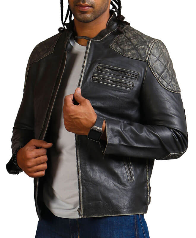 Gothic Skull and Crossbones Biker Jacket