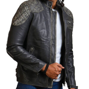 Gothic Skull and Crossbones Biker Jacket