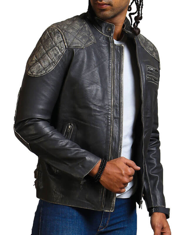 Gothic Skull and Crossbones Biker Jacket