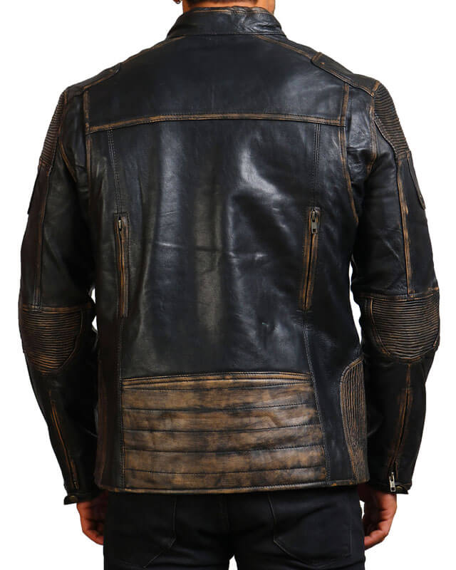 Men's Black Distressed Vintage Leather Jacket